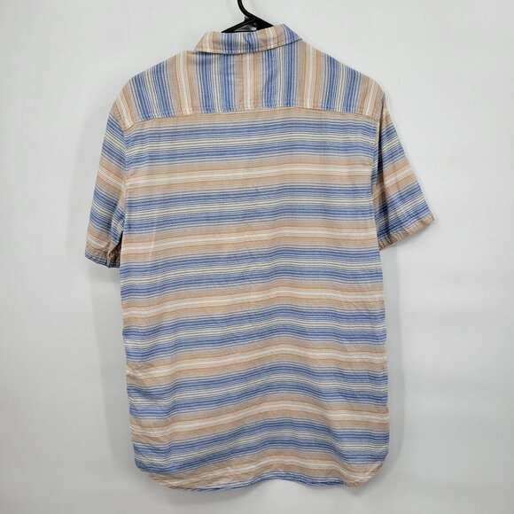 Quiksilver Modern Fit Short Sleeve Shirt Collar Striped Button Up Medium Mens - Picture 2 of 10